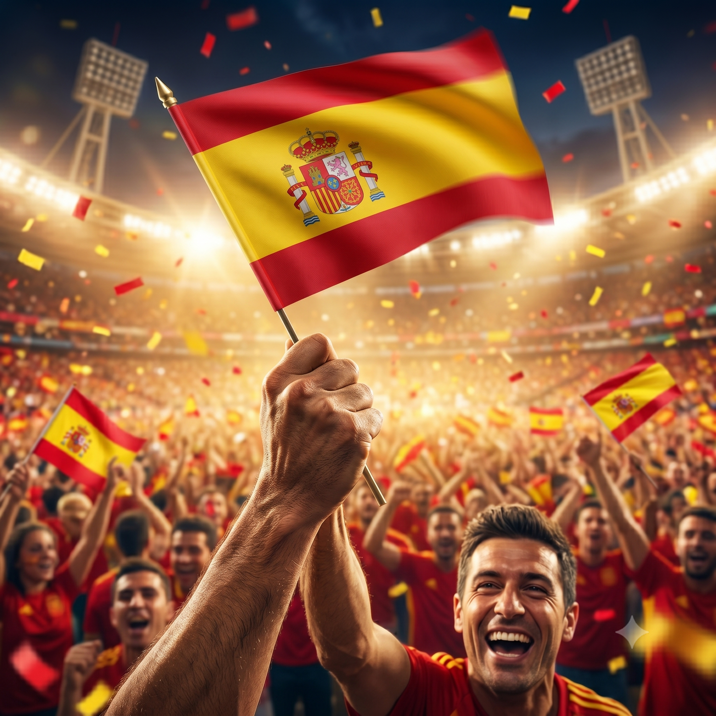 Bandera de España de Mano — Fan La Roja Mundial 2026