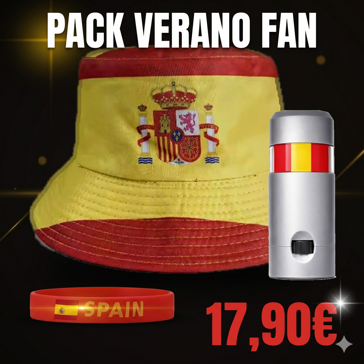 Pack Verano Fan España — Gorro Pescador + Pulsera + Pintura de Cara