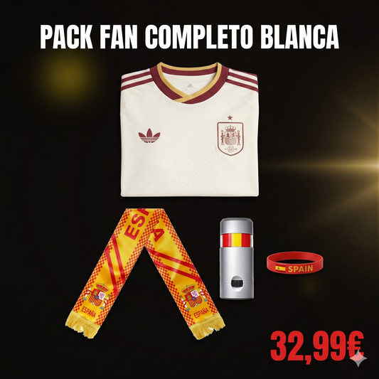 Pack Fan Completo España 2ª Equipación — Camiseta + Bufanda + Pintura + Pulsera Mundial 2026