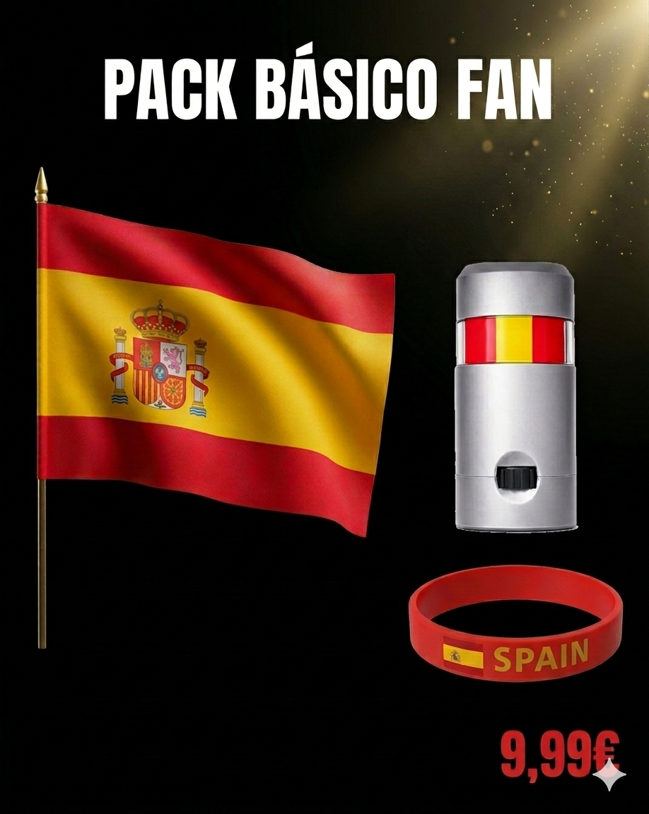 Pack Básico Fan España — Bandera + Pulsera + Pintura de Cara